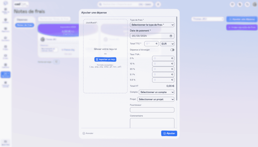 module note de frais circle crm